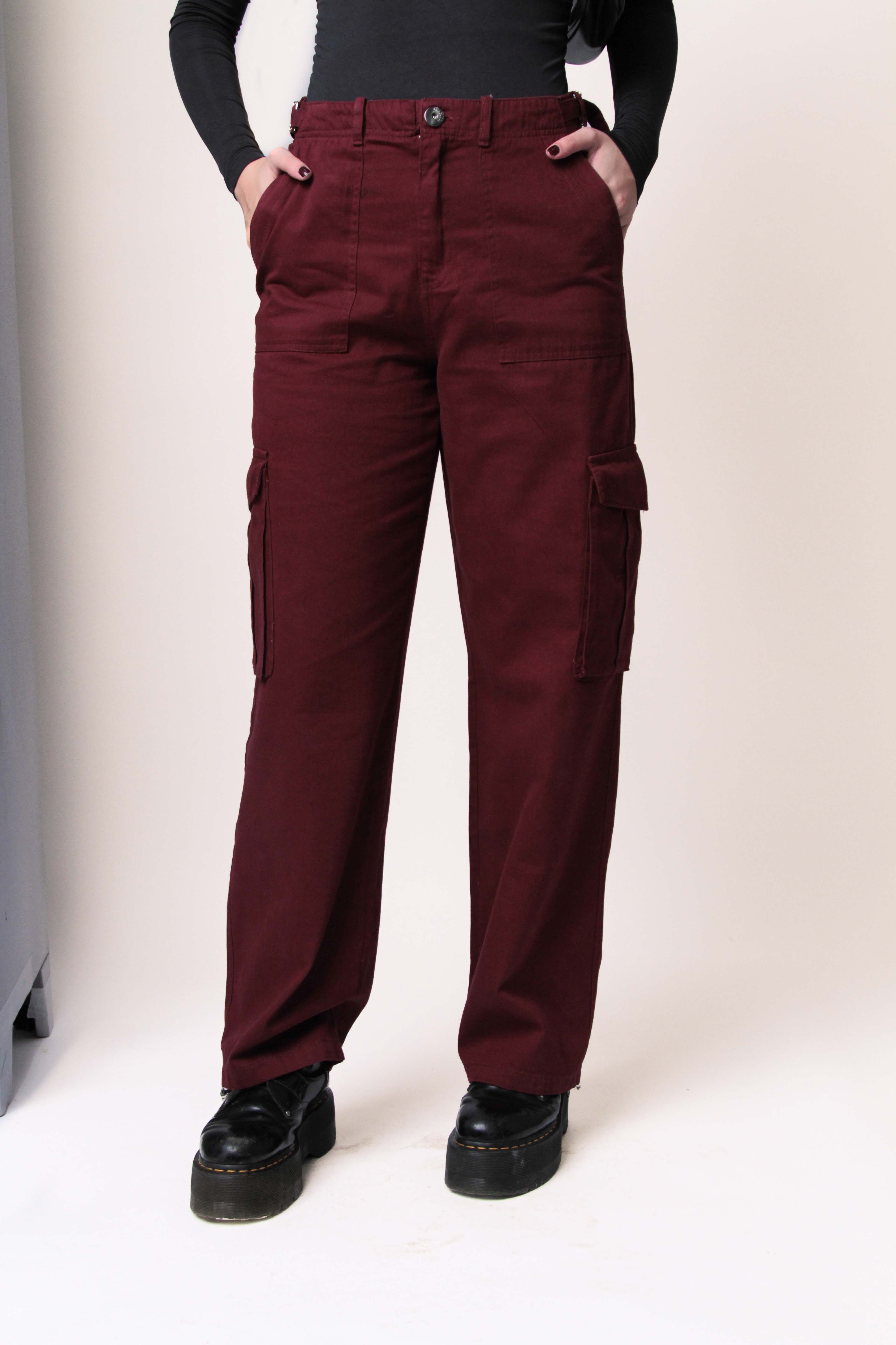 Calça cargo sarja regulador cintura vinho Loja Oficial